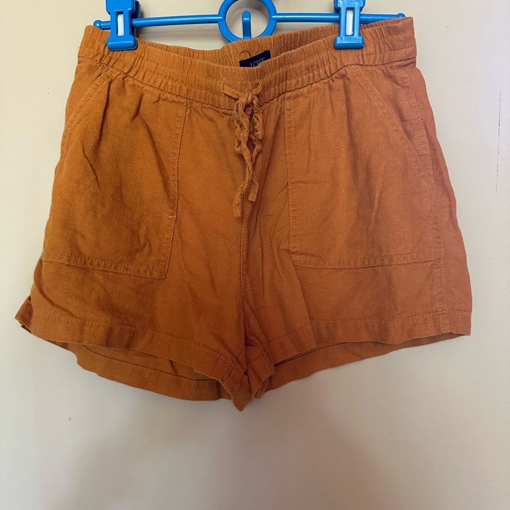 Mustard yellow linen J. Crew shorts